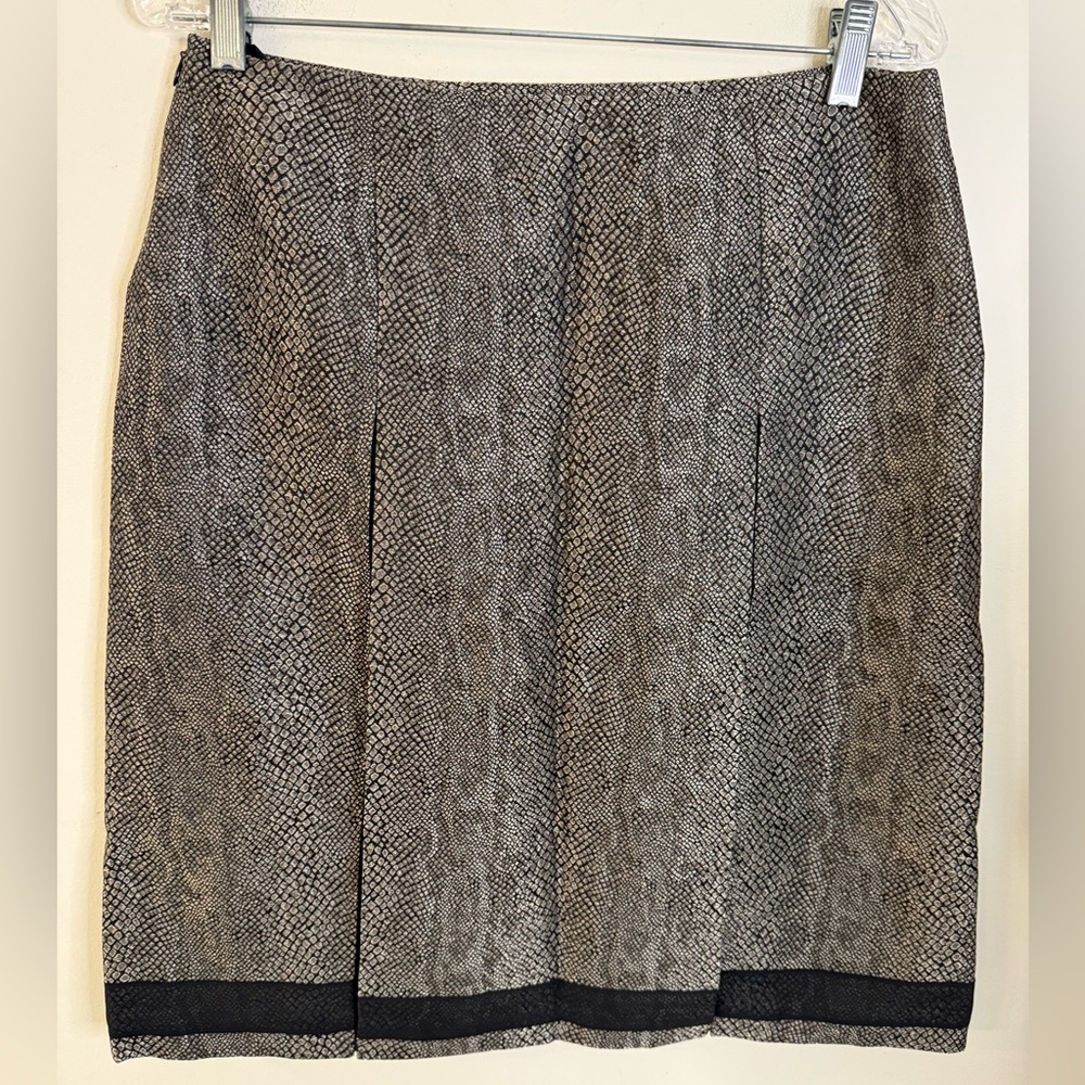 Helios & Luna wool blend Snake Print mini skirt black & tannish gray lined SZ 8